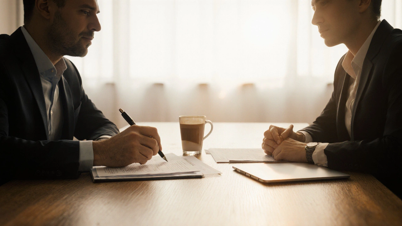 Два бизнесмена ведут переговоры в тихой обстановке офиса.