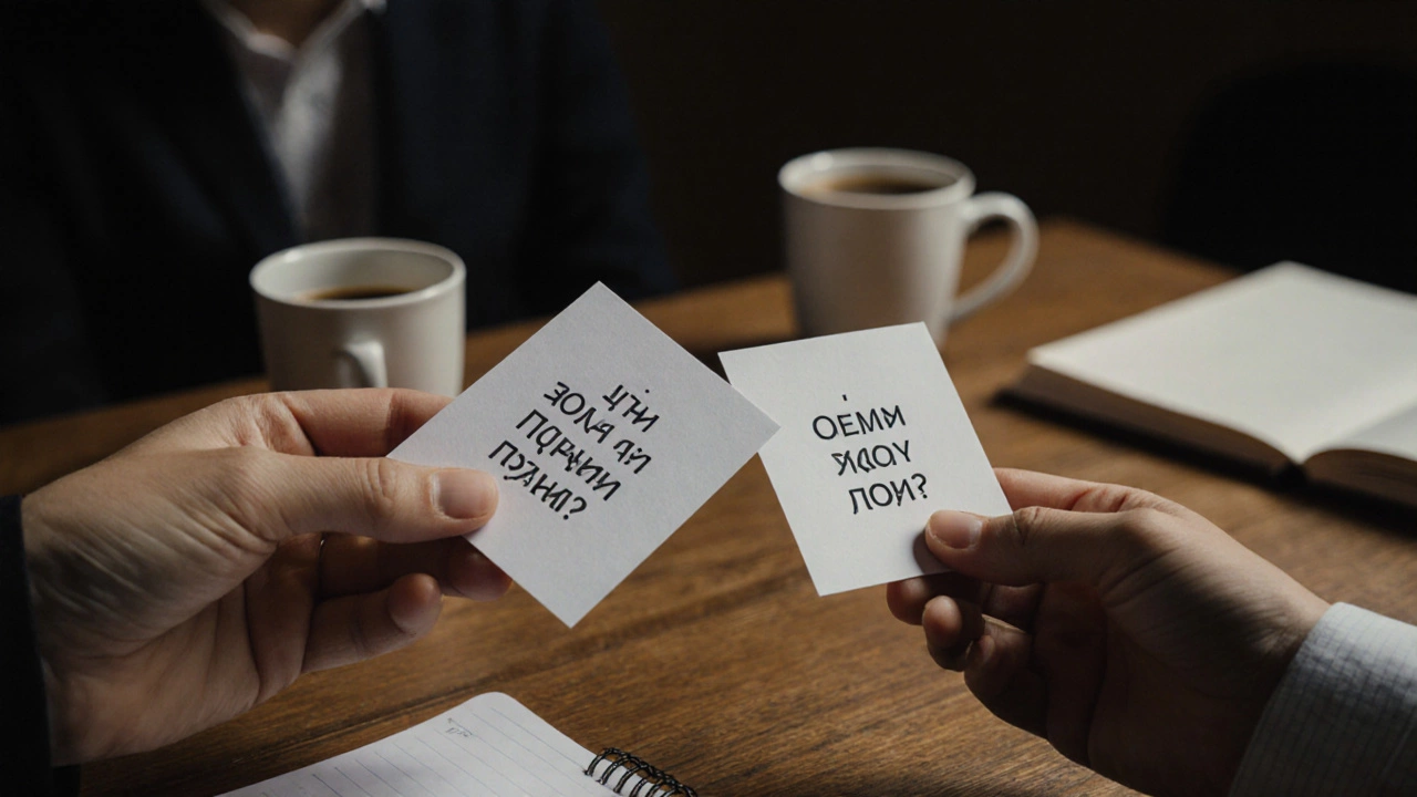 Руки передают бумажные карточки с вопросами и предложениями на встрече.