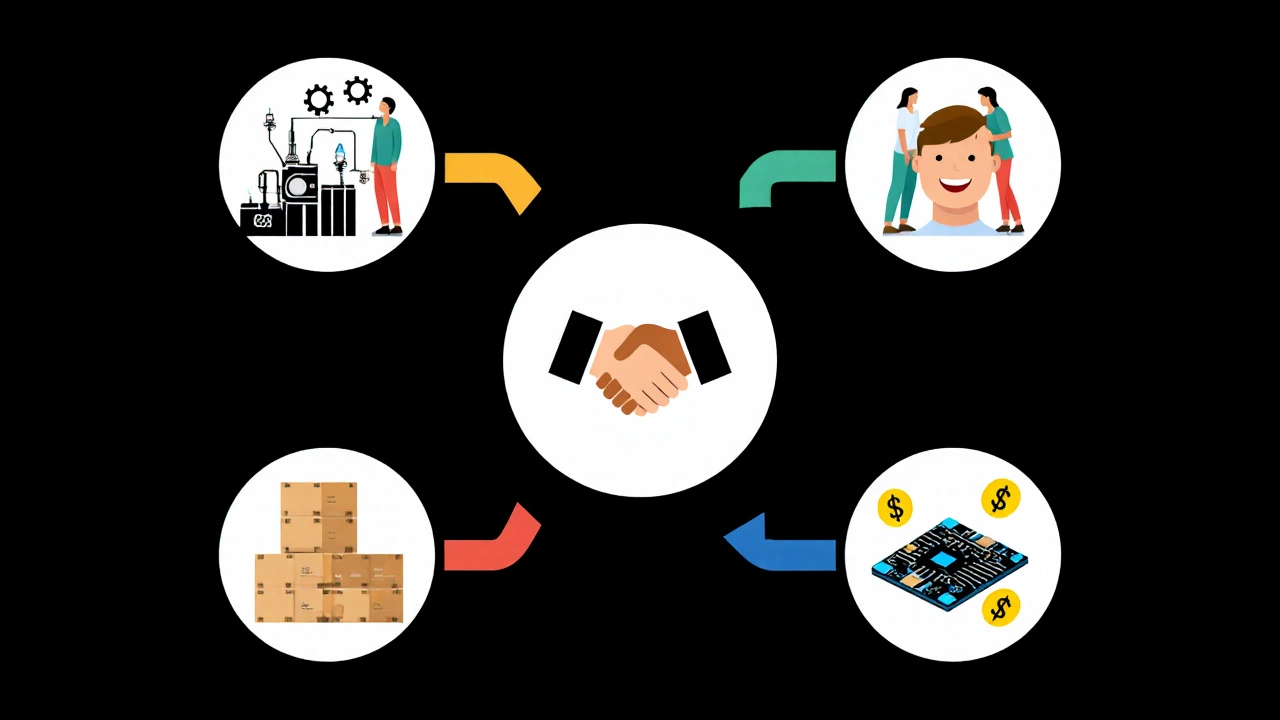 Четыре типа выставок, изображенные как разветвляющиеся пути