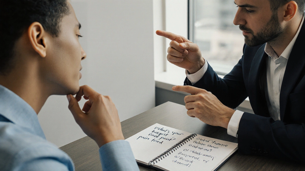 Два бизнесмена в тихом углу обсуждают ключевые проблемы компании, один внимательно слушает.