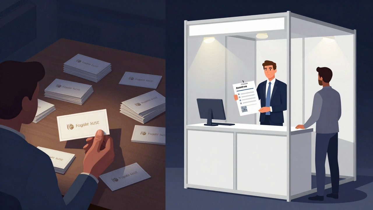 Контраст: бесполезные визитки и эффективный мини-стенд с QR-кодом