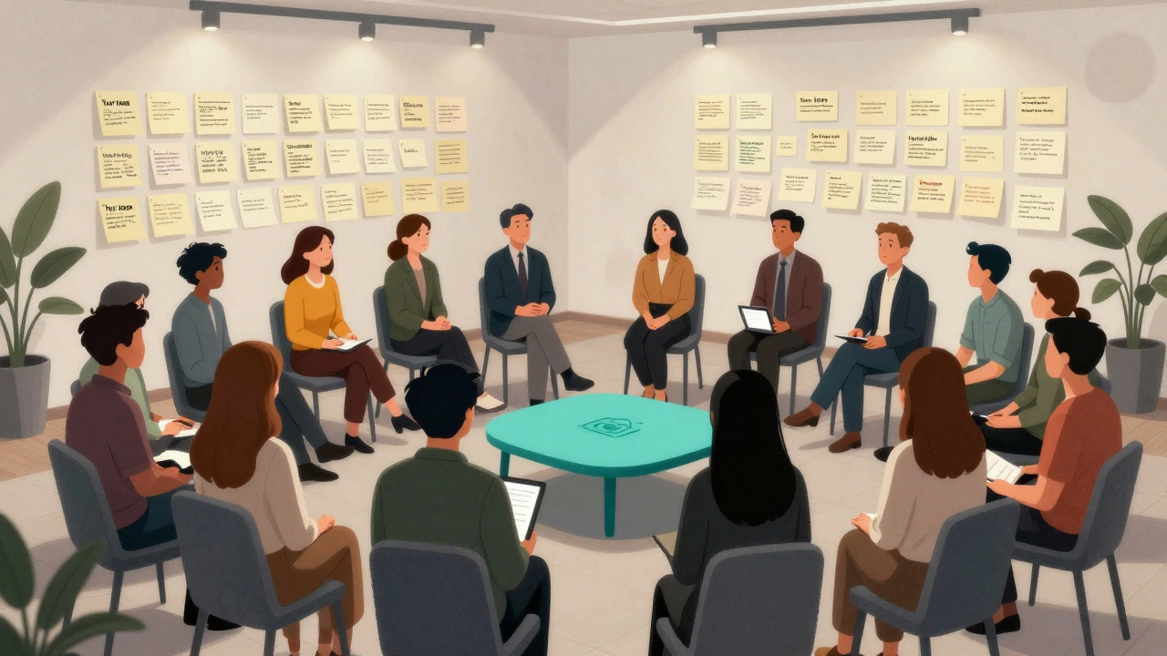 Закрытая встреча клиентов, обсуждающих улучшения продукта вместе с компанией