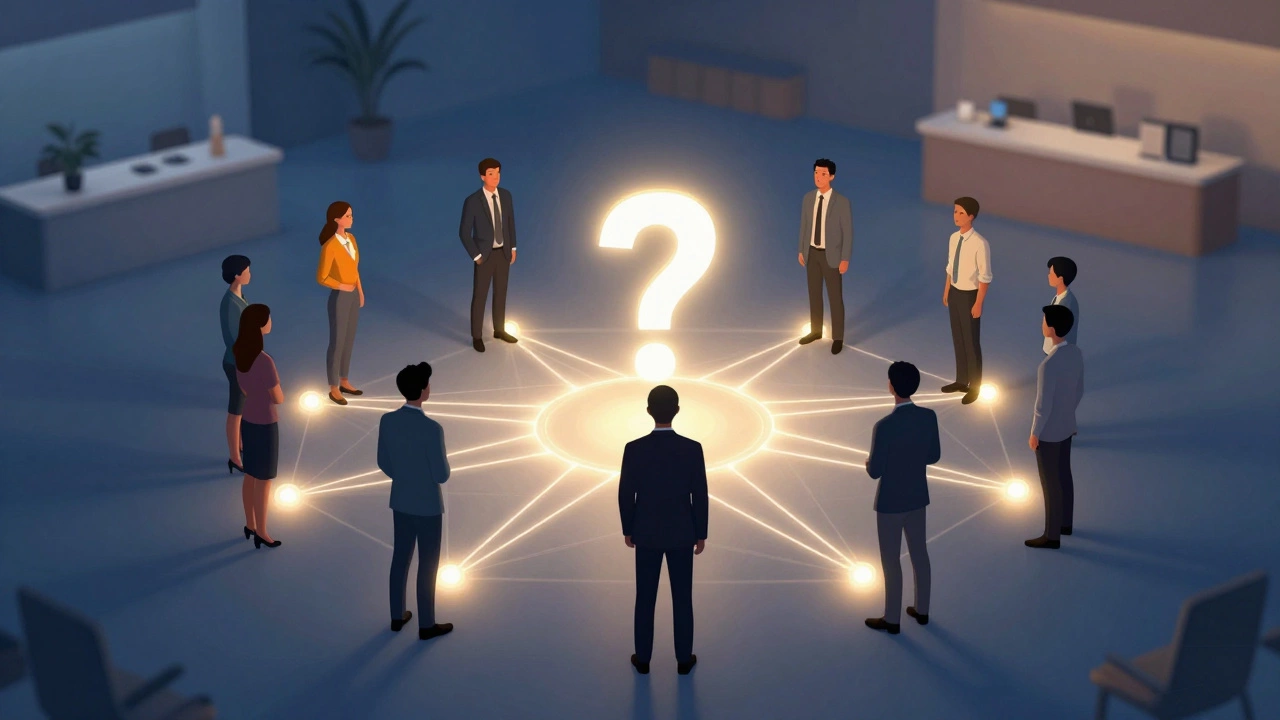 Абстрактная сеть связей между участниками конференции, символизирующая доверие и обмен идеями.