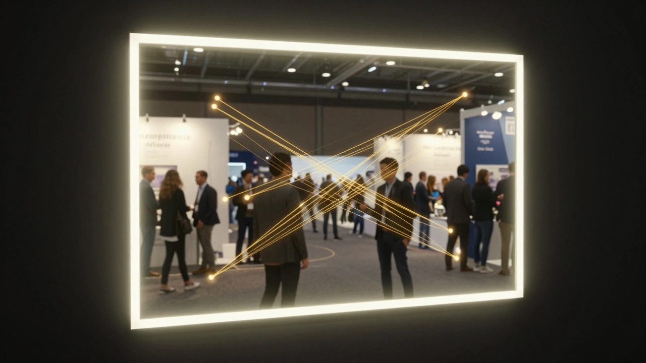 Зеркало отражает выставку, но показывает связи между людьми как золотые нити диалога.