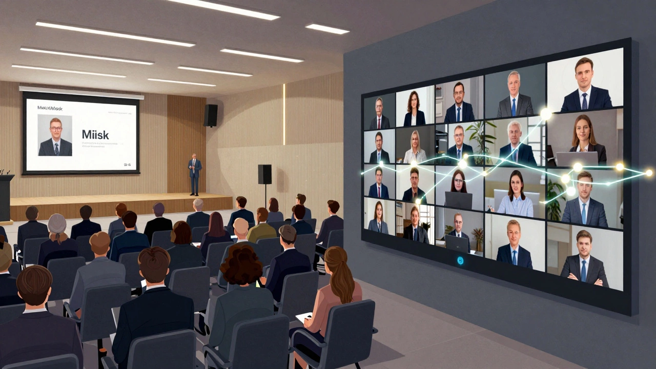 Гибридное мероприятие: аудитория в зале и онлайн-участники, соединённые цифровым потоком.